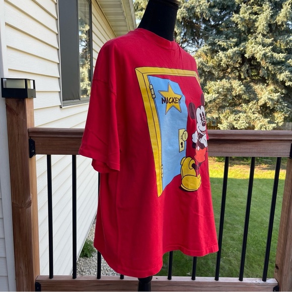 Vintage Mickey Mouse Shirt Adult Extra Large XL Red Disney 90s Cartoon Actor Tee - Picture 7 of 16